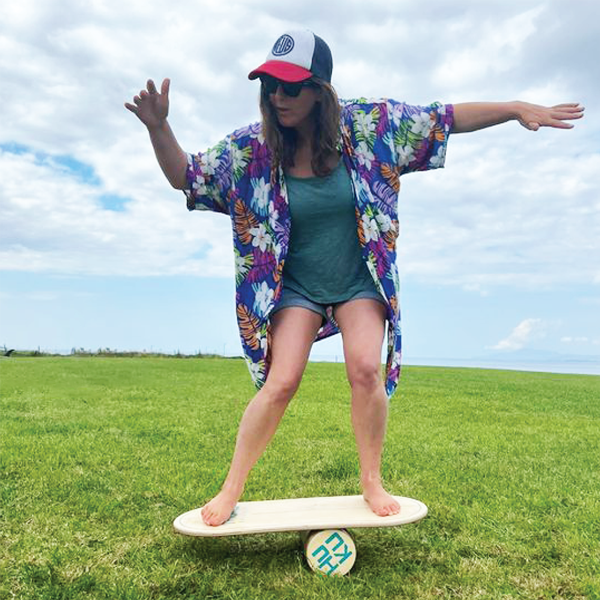 Woman on balance board